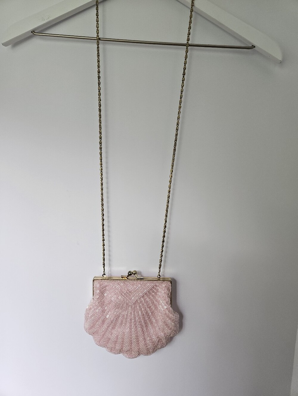 Vintage Beaded Pink Seashell Purse Evening Bag Carlo Fellini Evening Bag Clutch - Picture 13 of 13